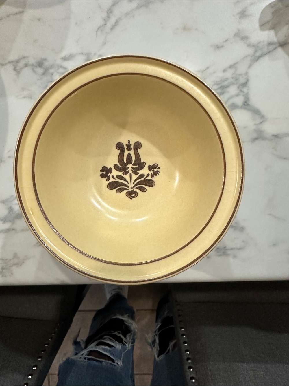 Pfalzgraff beige Decorative Stoneware 6 cereal/soup Bowlswith Brown Floral Motif
